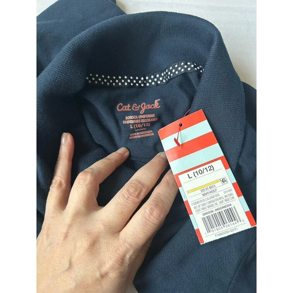 Cat & Jack Girls School Uniform Polo Shirt Navy Blue Size L NWT - Picture 3 of 4